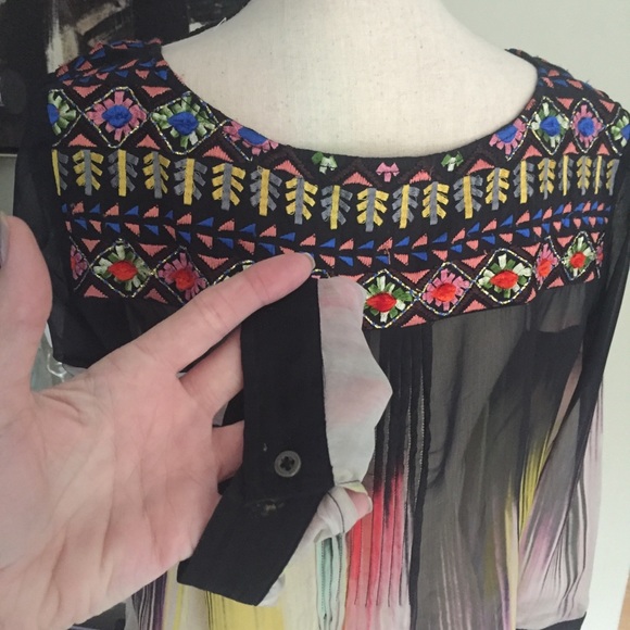 Anthro Maeve Embroidered Sheer Blouse, 14 - Picture 6 of 11